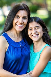 smiling mother and saughter
